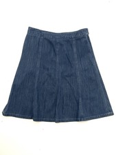 90s LL Bean Denim A-Line Knee Skirt with Seam Detail, Minimalist Academic, 10 R