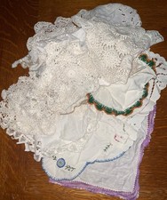 VINTAGE Crochet Lace  Embroidered Doilies Doily Lot of 14