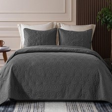Whale Flotilla California King Quilt Bedding Set, Soft Grey Oversized Bedspre...
