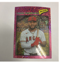 Topps Heritage Pink Sparkle Parallel Yoan Moncada #35 Angels Baseball Card