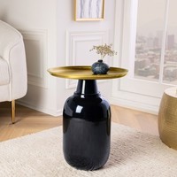 Runder Beistelltisch Elegancia 50Cm Gold Antik Schwarz Metall Eisen Handmade