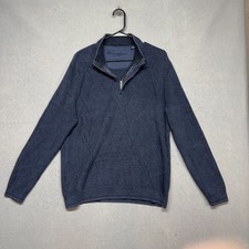 Tommy Bahama Men's Size Large Navy Quarter Zip Pullover Knit Ribbed Sweater EUC