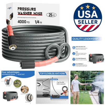 #ad #ad High Performance 25FT Pressure Washer Hose Kink Resistant amp; Heavy Duty $38.99