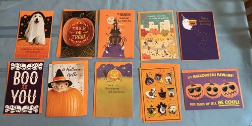 Lot of 10 Brand New Hallmark Expressions Halloween Greeting Cards w Envelopes