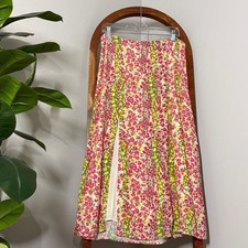 Anthropologie Maeve 12 The Lille Floral Side Slit Midi Skirt 100 Cotton