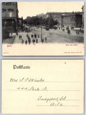 Vintage Berlin Postcard - Unter den Linden Boulevard, Germany c.1900s