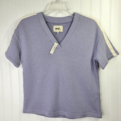 Madewell Top Womens XXS Purple Waffle Sweatshirt Short Sleeve Relaxed Fit Active