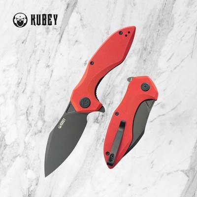 KUBEY NOBLE LINERLOCK FLIPPER KNIFE RED G10 14C28N STAINLESS STEEL KU236P