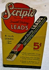 1940 SCRIPTO 5 CENT Smooth Writing LEADS CARDBOARD STORE DISPLAY