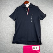 Tommy Hilfiger Polo Shirt Casual Preppy Navy Blue Flag Mens Small NEW NWT