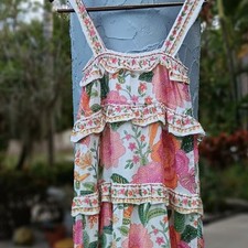 NWT Farm Rio OFF White Macaw Bloom Midi Dress Medium