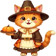 30 Custom Thanksgiving Kitty Cat Personalized Address Labels