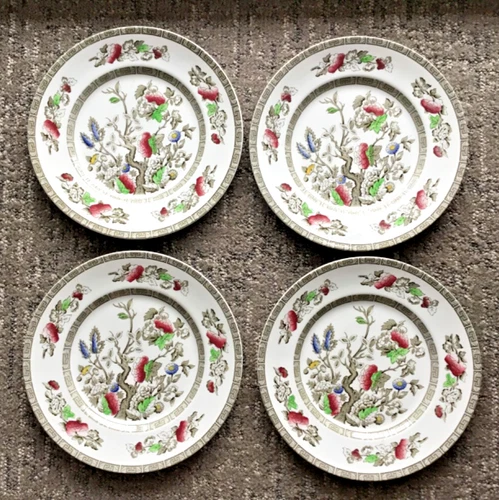 RIDGEWAY Dinner Plates 9 7/8" ~ Indian Tree ~ Lot of Four (4)