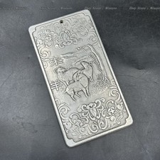 Vintage Tibetan Silver Zodiac Ram Charm Pendant 3.54" Collectible