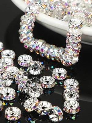 White Rhinestone Bead Set 4mm 6mm 8mm 10mm DIY Jewelry Making
