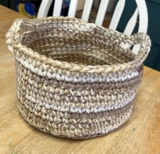 Hand Crocheted Basket Perfect for Gifting Size: 8"diameter x 5" in height.