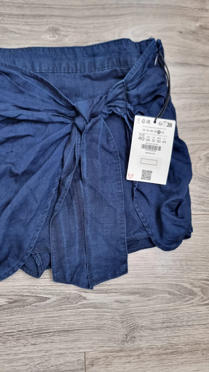 Bershka Denim Mini Skort Talla UK 12