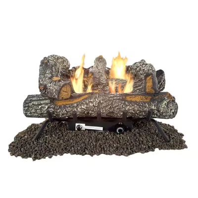 PLEASANT HEARTH Southern Oak 24 In. Vent-Free Dual Fuel Gas Fireplace Logs