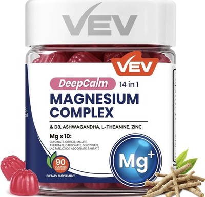 VEV Deep Calm Magnesium Complex 14-in-1 Gummies   90 Count (Pack of 1)