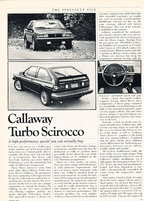 1983 Callaway Turbo Scirocco - Classic Article D70