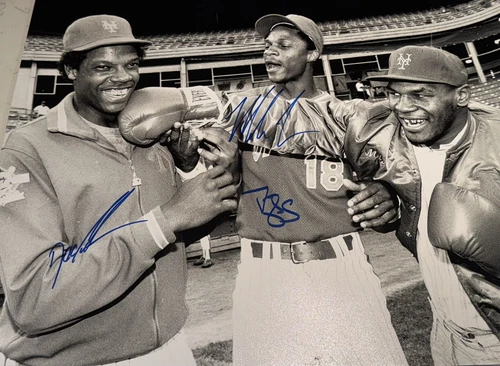 Mike Tyson Signed Photo 16x20 Boxing Doc Gooden Darryl Strawberry Mets Auto JSA