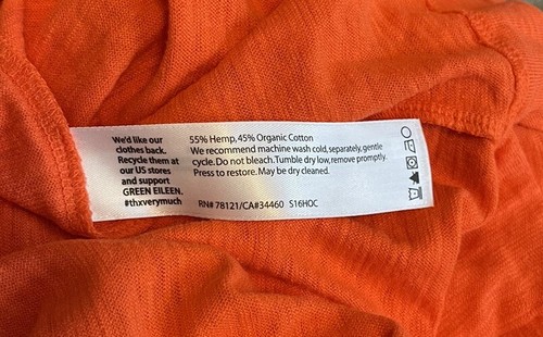 EILEEN FISHER Hanf Bio Baumwolle Twist entspannte Passform Kürbis orange Kleid. Gr. LRG - Bild 7 von 8