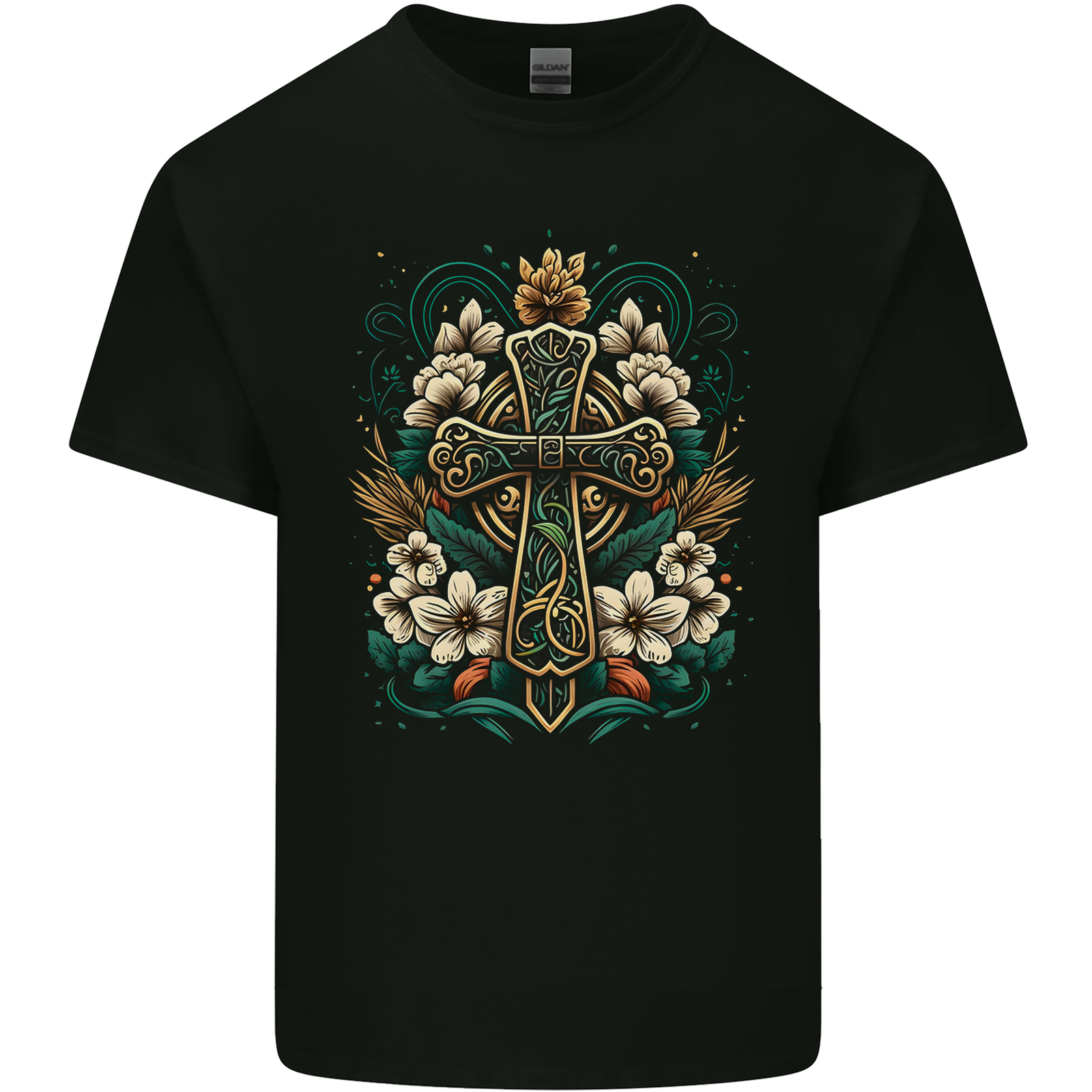A Celtic Cross Mens Cotton T-Shirt Tee Top