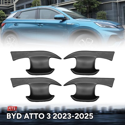 MATTE BLACK EXTERIOR DOOR HANDLE BOWL COVER 4PCS FIT BYD ATTO 3 2023-2025 SUV