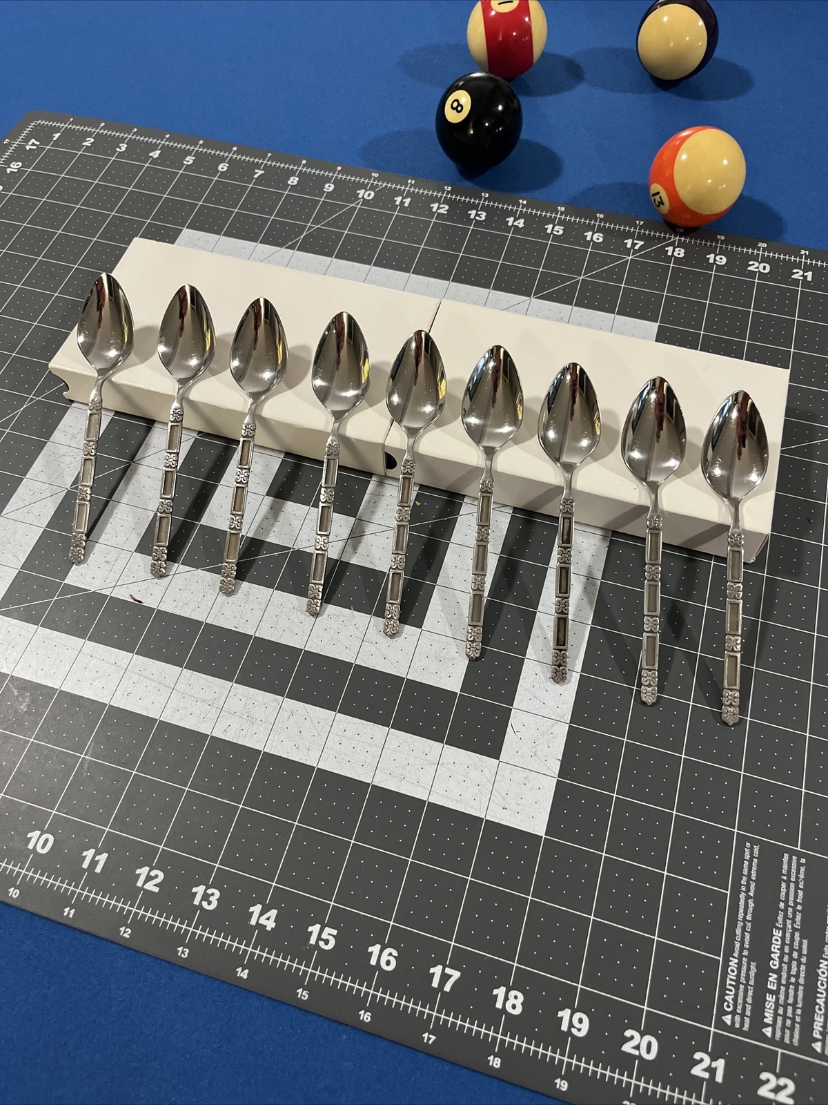 Oneida Community Madrid (9) Teaspoons Faded Black Accent Stainless Flatware