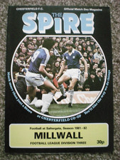 CHESTERFILED v MILLWALL,  27th APRIL 1982, NO WRITING,  STAPLES REMOVED,  MINT.