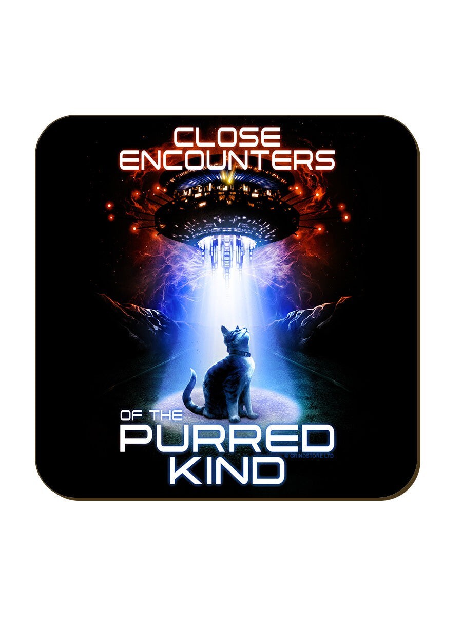 CLOSE ENCOUNTERS OF THE PURRED KIND Coaster third cat sci fi alien UFO movie fan