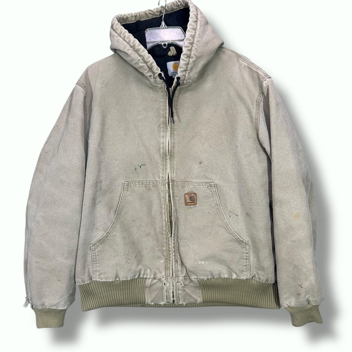 Carhartt J130 266 Cottonwood Coat Jacket Size L Distressed Hooded
