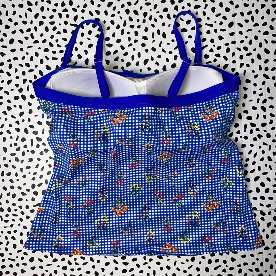 Tankini Bandeau Botánico Lands End Eléctrico Azul Tapa de Natación Reg. 18 522621 Foto 2 de 4