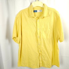 Old Navy Yellow Linen Cotton Short Sleeve Button-Down Shirt Men's XL