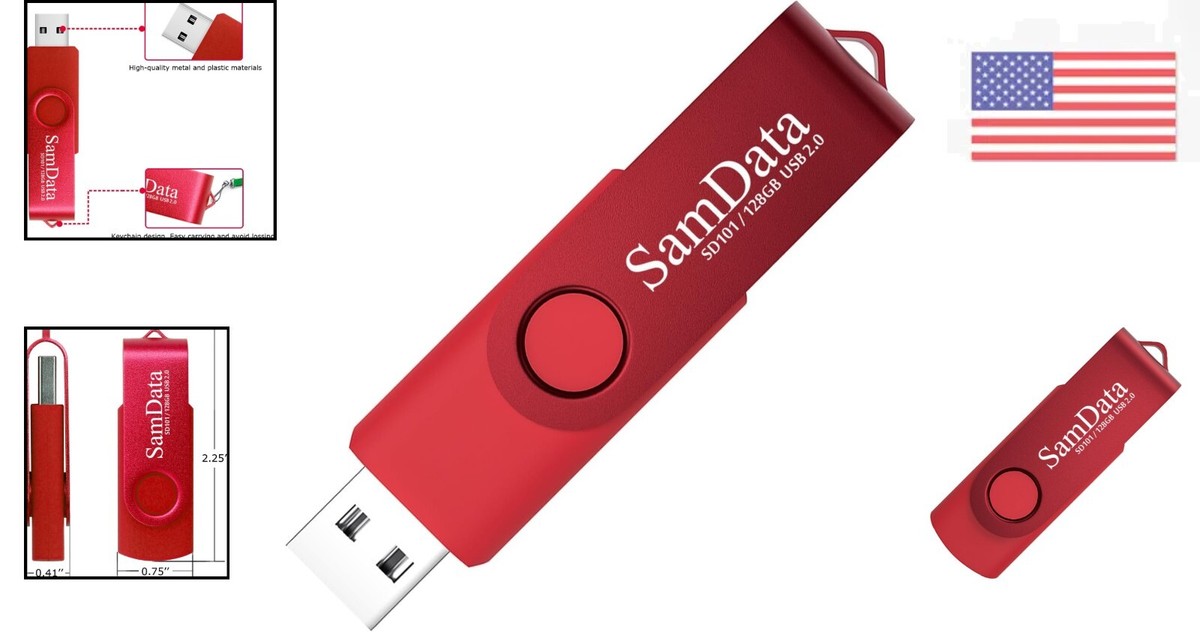Stylish 128GB Red USB Flash Drive High-Speed Memory for All Your