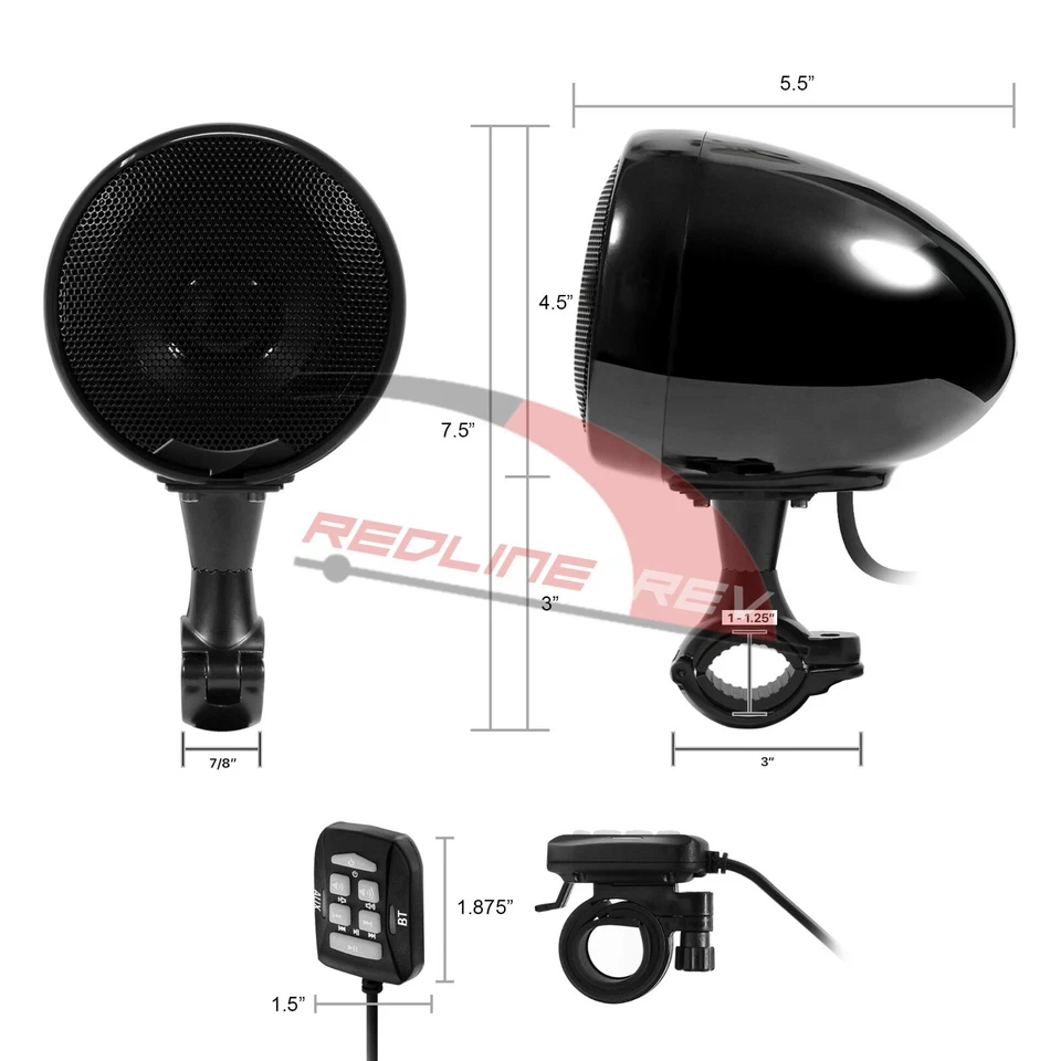 Refurb Waterproof Bluetooth Motorcycle Stereo Speakers Amplifier Audio System - Image 4 of 4