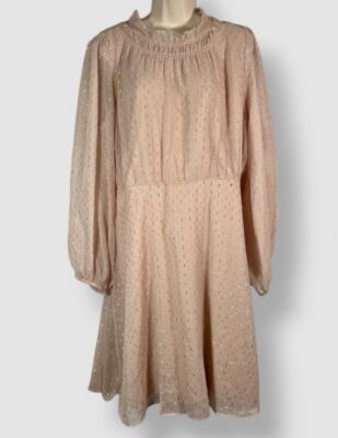 DKNY Women's Beige Balloon-Sleeve A-Line Dress Size 16