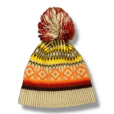 Vtg Wigwam Beanie Winter Ski Cap Hat Adult Made In USA Pom Pom Creslan Acrylic