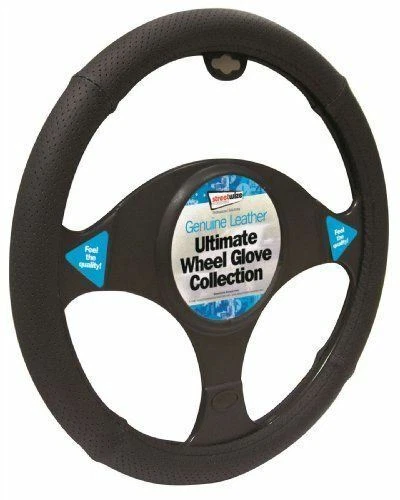 Volvo C30 Black Genuine Leather Steering Wheel Cover Glove 37cm