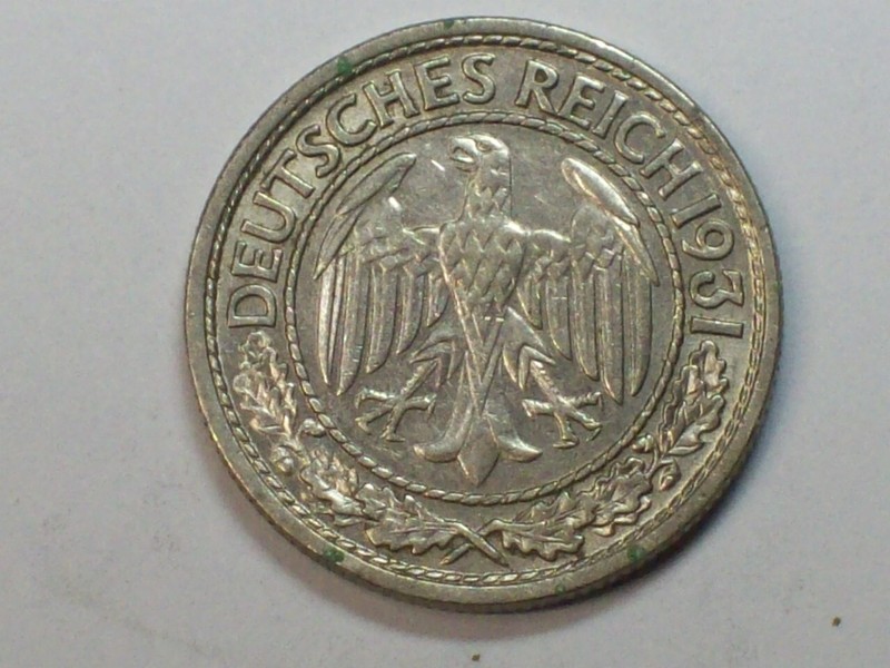 1931-A Germany Weimar Republic  50 Reichsfennig  KM#49  AU+    SN4586