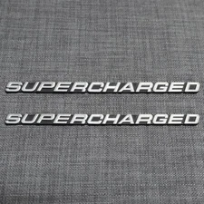 SUPERCHARGED SUPER CHARGED ENGINE FENDER HOOD EMBLEMS BADGE LOGO -2Pc