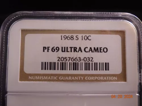 1968-S Roosevelt Clad Proof Dime NGC PF69 Ultra Cameo