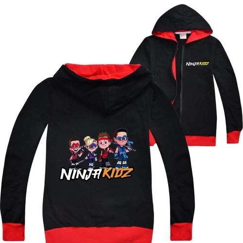 NINJA KIDZ Girls Boys Zipper Jacket Autumn Cartoon Fashion Hooded Outerwear Coat - Picture 3 of 22