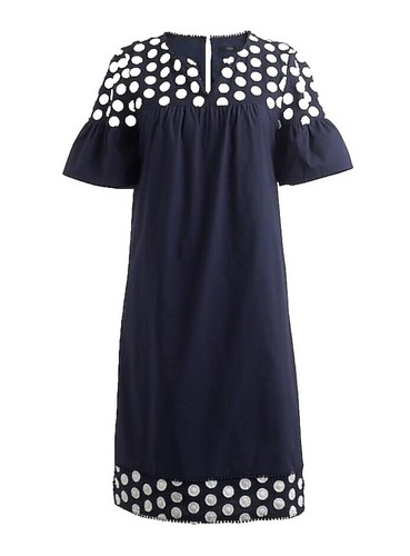 j crew blue polka dot dress J.Crew Blue Polka Dot Lined Dress Size 0 Women's Keyhole Back