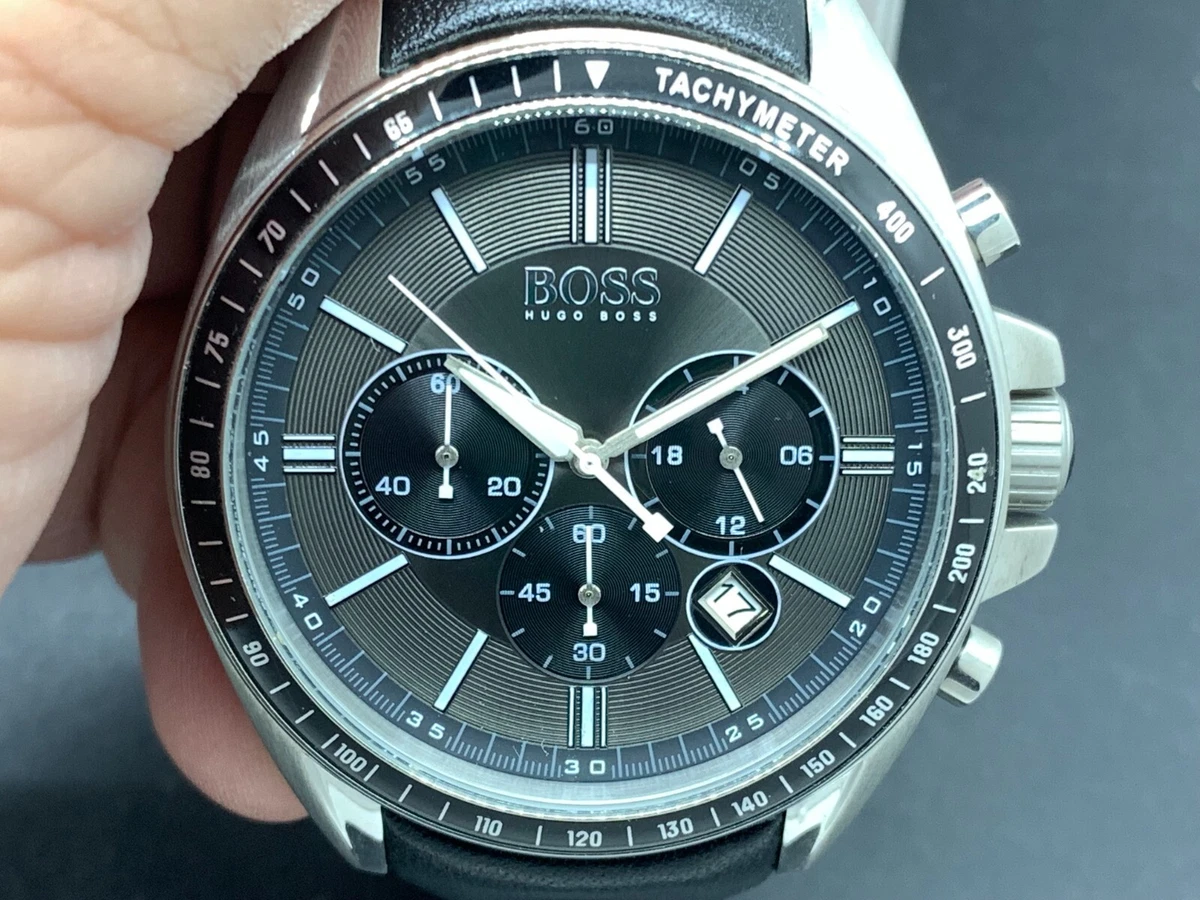 HUGO BOSS CHRONOGRAPH DRIVER SILVER STAINLESS STEEL 1513085 BLACK