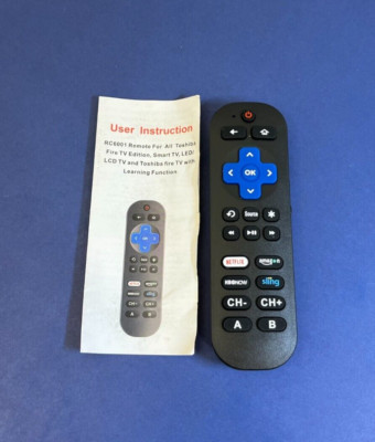 RC6001 Remote Control for Toshiba Fire TV Edition Smart LED/LCD with Learning