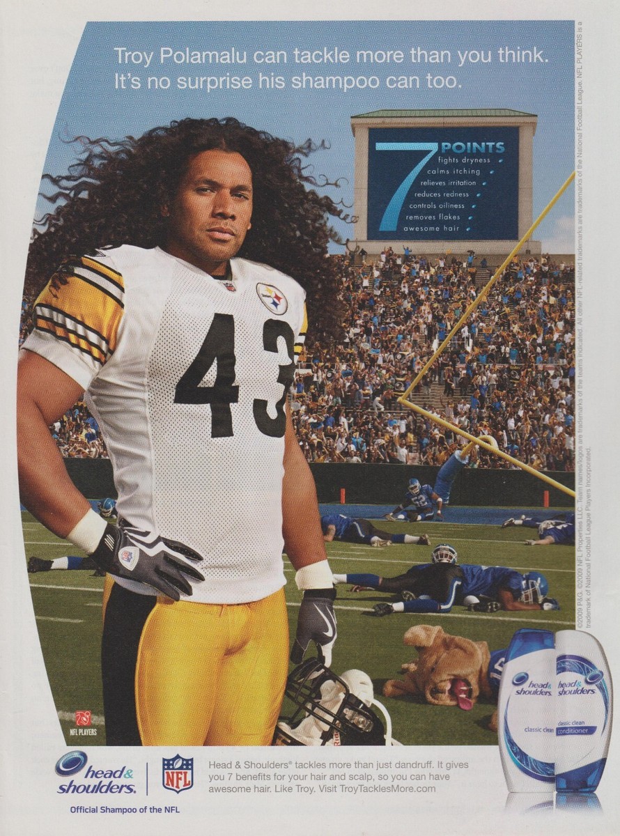 2009 Head & Shoulders Shampoo - NFL Steelers Troy Polamalu - Print