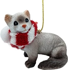 Ferret Christmas Tree Hanging Ornament with Candy Cane Scarf Decorations