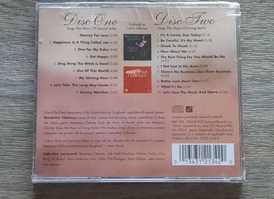 Rosemary Clooney - Sings Arlen & Berlin (2CD, Sep-2002, Concord) NEW Foto 2 de 4