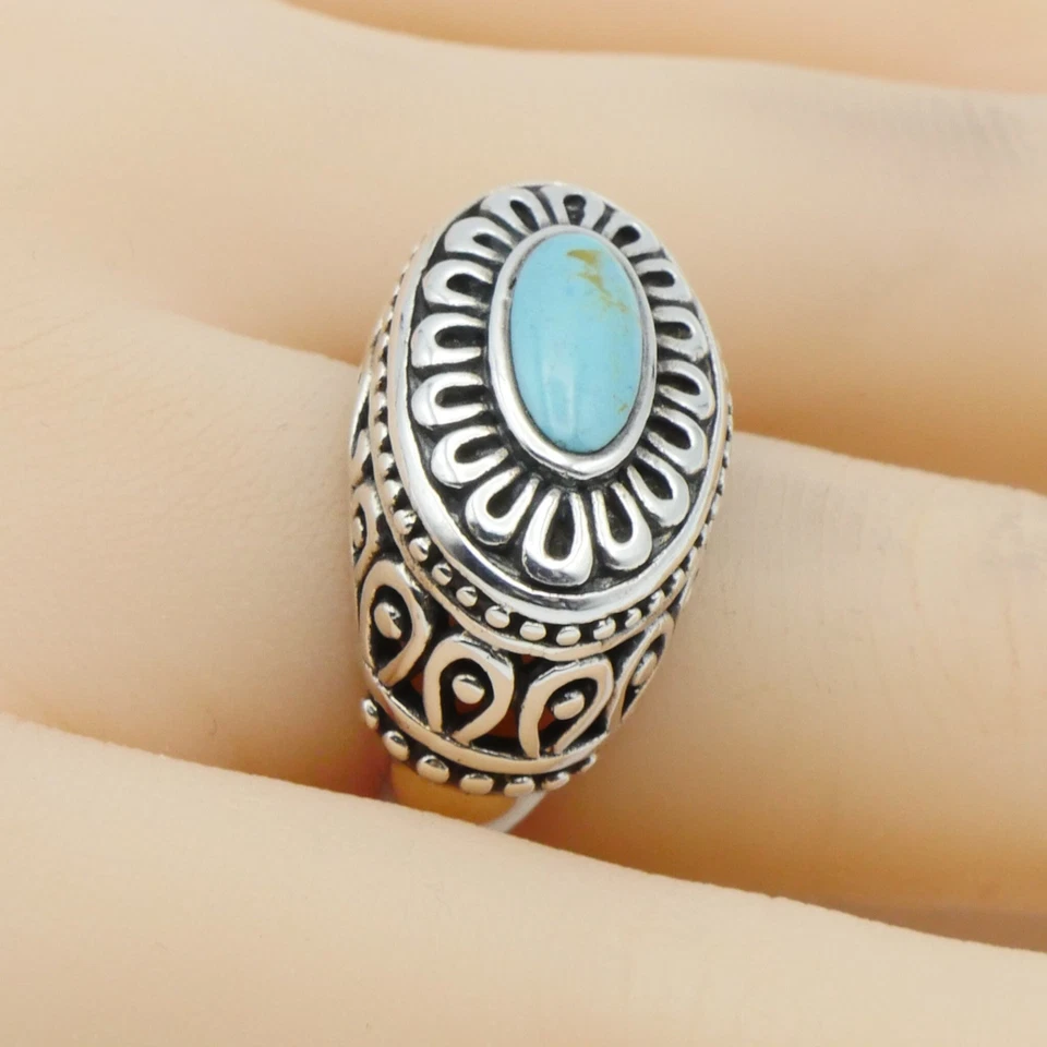 Vintage CFJ Sterling Silver Turquoise Statement Ring Size 6 - Image 2 of 4